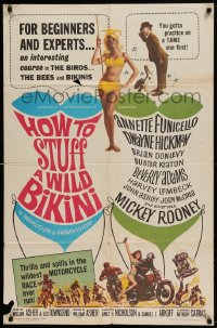 7y392 HOW TO STUFF A WILD BIKINI 1sh 1965 Annette Funicello, Buster Keaton, motorcycle & bikini art