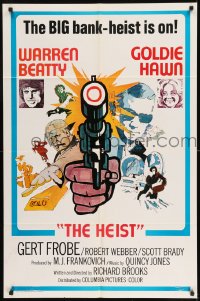 7y015 $ style D int'l 1sh 1971 bank robbers Warren Beatty & Goldie Hawn, The Heist!