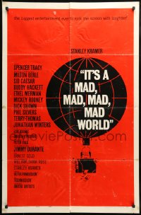 7y419 IT'S A MAD, MAD, MAD, MAD WORLD style B 1sh 1964 best different Saul Bass-like balloon art!