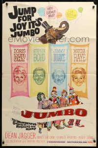 7y442 JUMBO 1sh 1962 Doris Day, Jimmy Durante, Stephen Boyd, Martha Raye circus elephant!