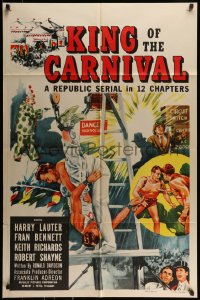 7y449 KING OF THE CARNIVAL 1sh 1955 Republic serial, artwork of circus performers!
