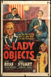 7y458 LADY OBJECTS 1sh 1938 Gloria Stuart, On trial for his life... with his wife his mouthpiece!