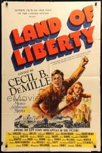 7y460 LAND OF LIBERTY 1sh 1939 Cecil B. DeMille's patriotic epic of U.S. history w/139 famed stars!