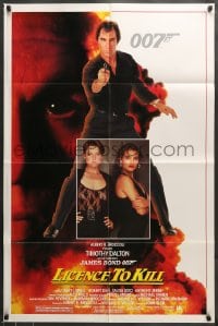 7y473 LICENCE TO KILL 1sh 1989 Timothy Dalton as James Bond, sexy Carey Lowell & Talisa Soto!