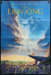 7y476 LION KING DS 1sh 1994 Disney Africa, John Alvin art of Simba on Pride Rock with Mufasa in sky