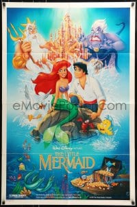 7y481 LITTLE MERMAID DS 1sh 1989 Bill Morrison art of Ariel & cast, Disney underwater cartoon!