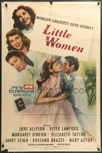 7y483 LITTLE WOMEN 1sh 1949 June Allyson, Elizabeth Taylor, Peter Lawford, Janet Leigh, O'Brien