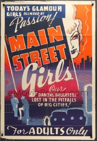 7y512 MAIN STREET GIRL 1sh 1939 today's glamour Girls blinded by passion in big cities' pitfalls!