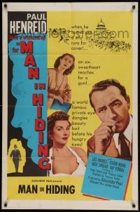 7y515 MAN IN HIDING 1sh 1953 sexy Lois Maxwell with gun will kill Paul Henreid!