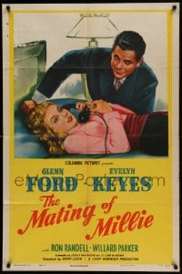 7y530 MATING OF MILLIE 1sh 1947 great romantic art of Glenn Ford & Evelyn Keyes on phone!