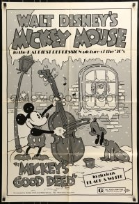7y543 MICKEY'S GOOD DEED 1sh R1974 Disney, Mickey Mouse plays carols on cello while Pluto sings!