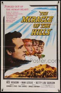 7y547 MIRACLE OF THE HILLS 1sh 1959 Rex Reason was a man of courage fighting fire with faith!