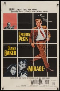 7y548 MIRAGE 1sh 1965 Gregory Peck, Diane Baker, linked by a secret neither one knows!