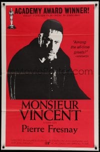 7y556 MONSIEUR VINCENT 1sh R1966 cool portrait of Pierre Fresnay in the title role!