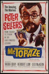 7y569 MR. TOPAZE 1sh 1962 close-up of bearded Peter Sellers w/cigar, Nadia Gray!