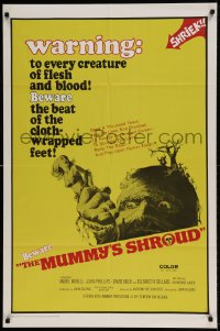 7y571 MUMMY'S SHROUD 1sh 1967 Hammer horror, beware the beat of the cloth-wrapped feet!