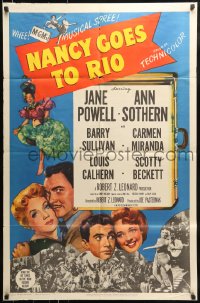 7y582 NANCY GOES TO RIO 1sh 1950 Jane Powell, Ann Sothern, Barry Sullivan, Carmen Miranda
