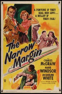 7y583 NARROW MARGIN style A 1sh 1952 Richard Fleischer classic film noir, McGraw, Windsor!