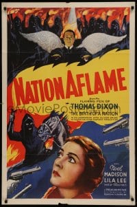7y584 NATION AFLAME 1sh 1937 a dynamic expose of a hooded menace by Thomas Dixon, ultra rare!