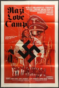 7y589 NAZI LOVE CAMP 1sh 1977 classic bad taste image of tortured girls & swastika!