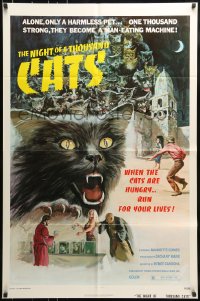 7y595 NIGHT OF A THOUSAND CATS 1sh 1974 Anjanette Comer, Zulma Faiad, cool horror art!