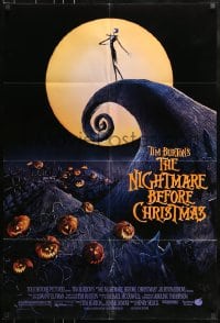 7y599 NIGHTMARE BEFORE CHRISTMAS DS 1sh 1993 Tim Burton, Disney, great Halloween horror image!