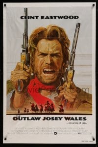 7y628 OUTLAW JOSEY WALES studio style 1sh 1976 Clint Eastwood is an army of one, Roy Anderson art!