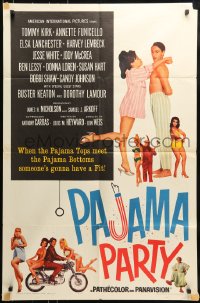 7y633 PAJAMA PARTY 1sh 1964 Annette Funicello in sexy lingerie, Tommy Kirk, Buster Keaton!