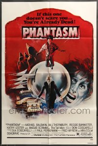 7y646 PHANTASM 1sh 1979 if this one doesn't scare you, you're already dead, cool art by Joe Smith!