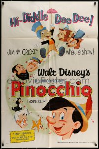 7y649 PINOCCHIO 1sh R1971 Disney classic fantasy cartoon about a wooden boy who wants to be real!