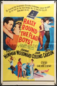 7y690 RALLY ROUND THE FLAG BOYS 1sh 1959 Paul Newman loves Joanne Woodward!