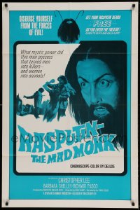 7y693 RASPUTIN THE MAD MONK int'l 1sh 1966 close up of crazed Christopher Lee, wacky beard offer!