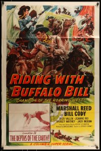 7y710 RIDING WITH BUFFALO BILL chapter 11 1sh 1954 Cody to the Rescue, cool Cravath serial art!