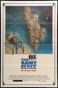 7y714 RIGHT STUFF 1sh 1983 great Tom Jung montage art of the first NASA astronauts!