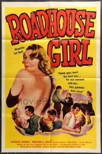 7y717 ROADHOUSE GIRL 1sh 1955 two great sexy images of near-naked beautiful but bad Sandra Dorne!