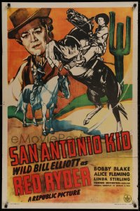 7y735 SAN ANTONIO KID 1sh 1944 Wild Bill Elliott as Red Ryder, young Native American Bobby Blake!