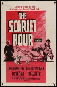 7y745 SCARLET HOUR 1sh 1956 Michael Curtiz directed, sexy Carol Ohmart showing her leg, Tom Tryon!