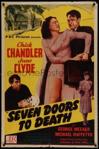 7y769 SEVEN DOORS TO DEATH 1sh 1944 Elmer Clifton, Chick Chandler & sexy June Clyde!