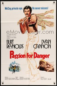7y775 SHAMUS 1sh 1973 private eye Burt Reynolds never misses, different Passion for Danger!