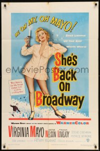 7y778 SHE'S BACK ON BROADWAY 1sh 1953 full-length sexy Virginia Mayo in skimpy outfit!