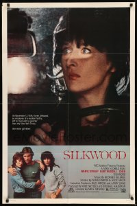 7y783 SILKWOOD 1sh 1983 Meryl Streep, Cher, Kurt Russell, directed by Mike Nichols!