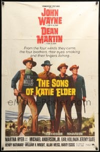 7y806 SONS OF KATIE ELDER 1sh 1965 line up of John Wayne, Dean Martin & more + Martha Hyer!