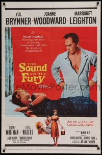 7y809 SOUND & THE FURY 1sh 1959 Martin Ritt, Yul Brynner with hair glares at Joanne Woodward!