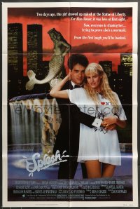 7y814 SPLASH 1sh 1984 Tom Hanks loves mermaid Daryl Hannah in New York City under Twin Towers!