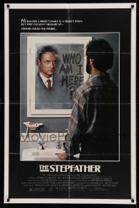 7y830 STEPFATHER 1sh 1986 psycho killer Terry O'Quinn at mirror wondering, Who am I here!