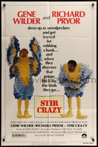7y833 STIR CRAZY 1sh 1980 Gene Wilder & Richard Pryor in chicken suits, directed by Sidney Poitier!
