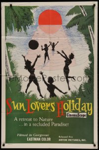 7y844 SUN LOVERS' HOLIDAY 1sh 1960 a retreat to nature in a secluded paradise, girls on beach!