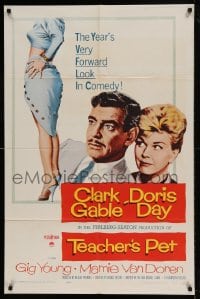 7y862 TEACHER'S PET 1sh 1958 teacher Doris Day, pupil Clark Gable, sexy Mamie Van Doren's body!