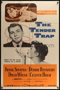 7y870 TENDER TRAP 1sh 1955 Frank Sinatra prefers Debbie Reynolds, Celeste Holm & Jarma Lewis!