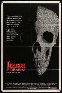 7y873 TERROR IN THE AISLES 1sh 1984 cool close up skull image, a rollercoaster of scary moments!